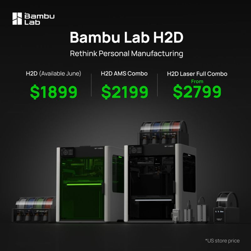 Comprehensive Guide to Bambu Lab 3D Printers Lineup (2025) 1 Bambu H2D prices